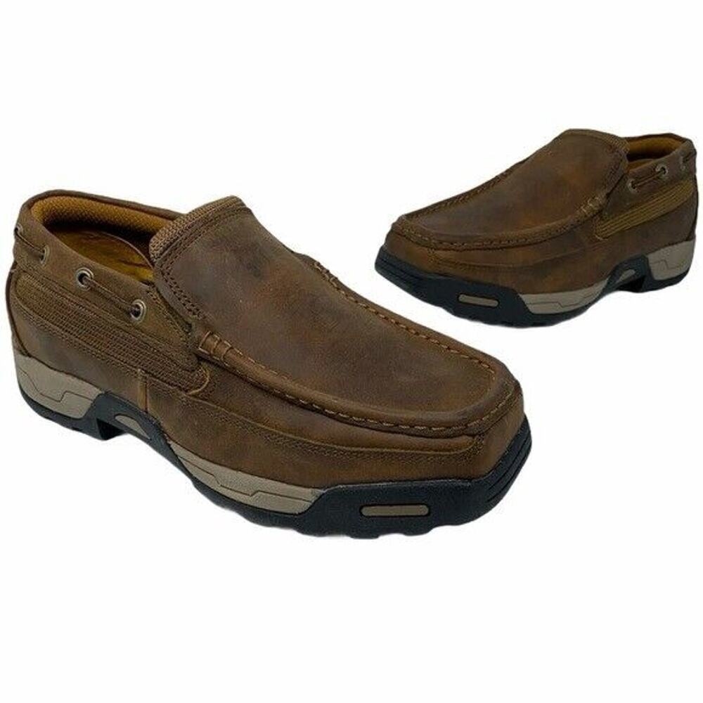 Dan Post Mens Armstrong Brown Leather Moccasin Slip On Oxford Work Shoes Size 9M
